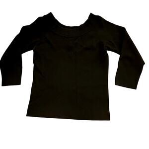 Chico's women's sweater size 1 or SMALL black knit boat neck 3/4 sleeves viscose